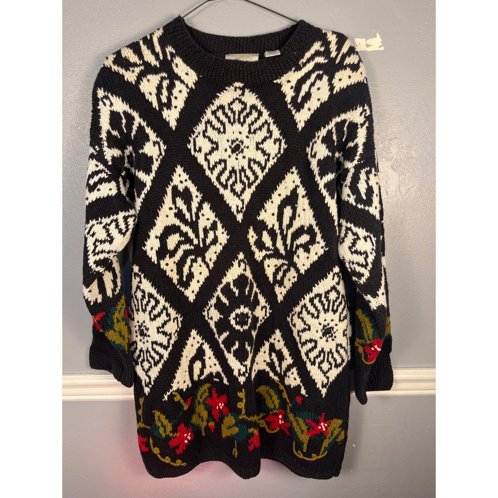Vintage 90s Compagnie Internationale Express Hand Knit Ramie Cotton Sweater L